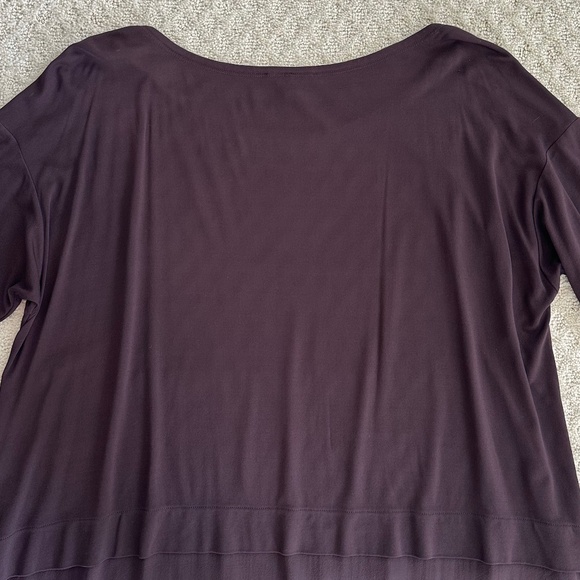 Eileen Fisher Long Sleeve Silk Tunic Top Sheer Hem Brown 1X Relaxed Flowy Casual - Picture 8 of 12